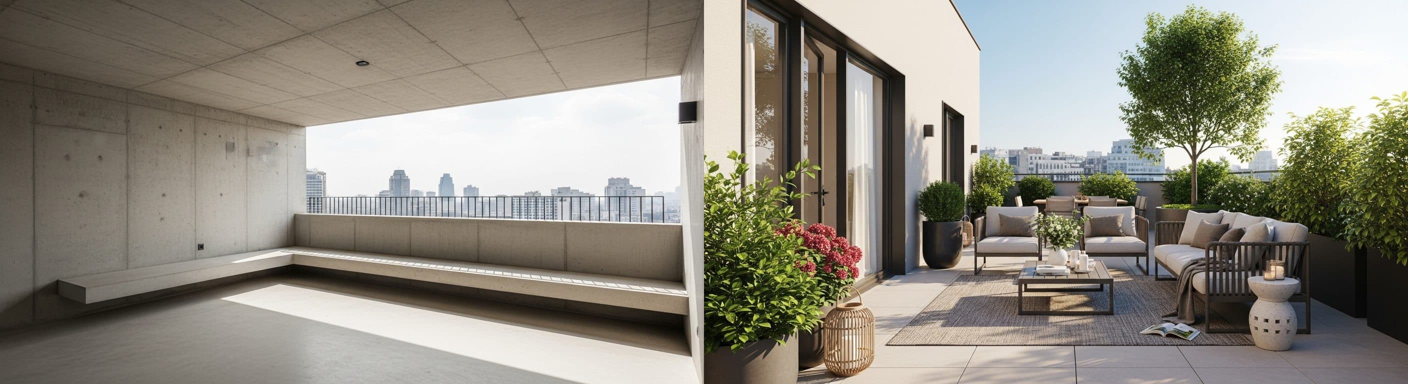 terasa: prije vs poslije virtualnog uređenja