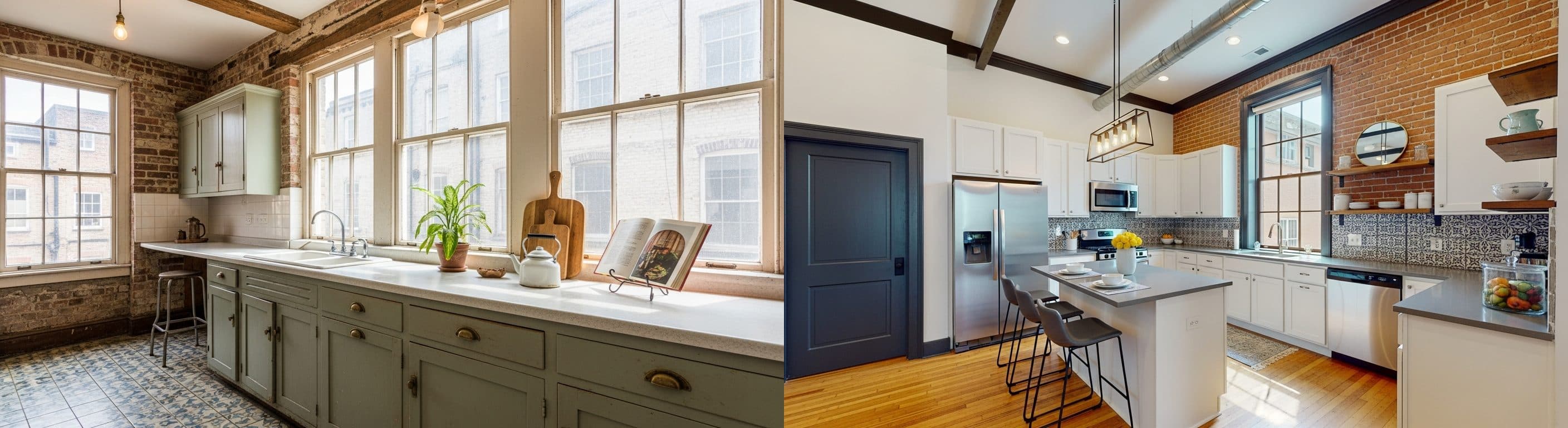 المطبخ: قبل وبعد التجهيز الافتراضي