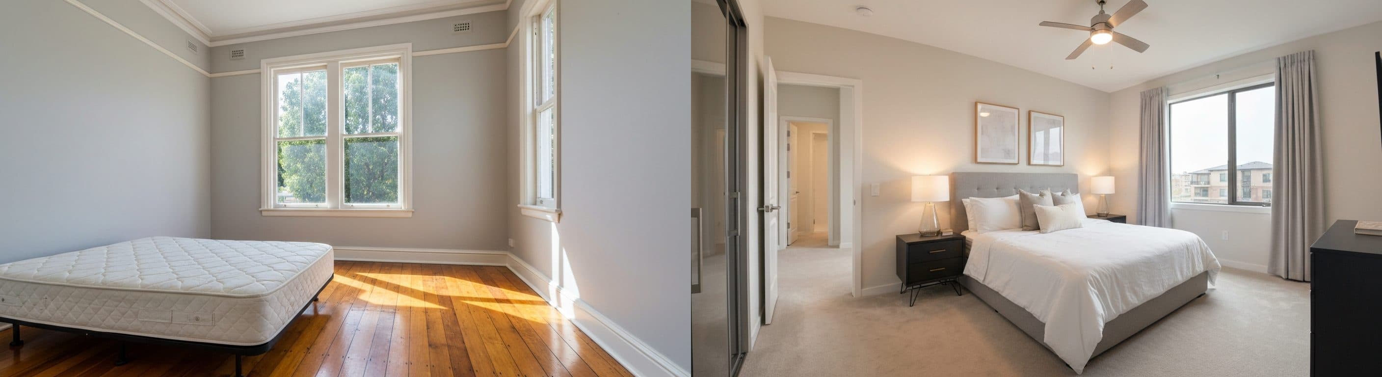 Bedroom: before vs after virtual staging