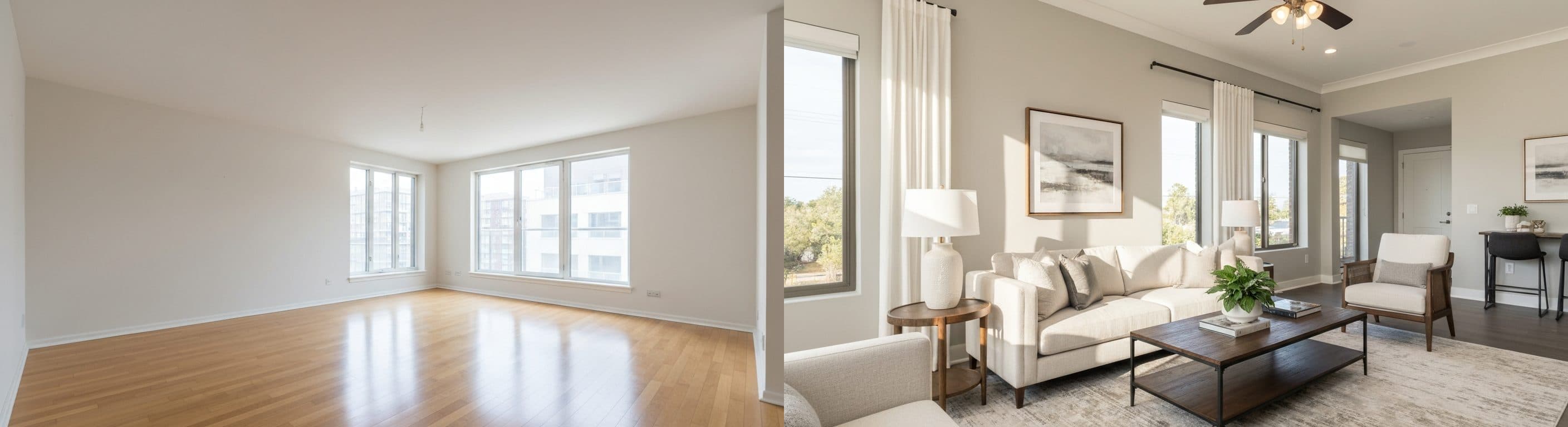 Всекидневна: преди срещу след виртуален стайлинг