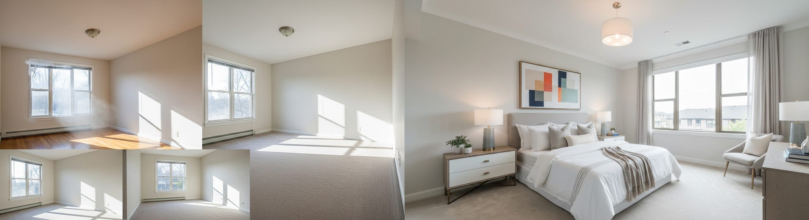 Dormitorio: antes vs después del staging virtual