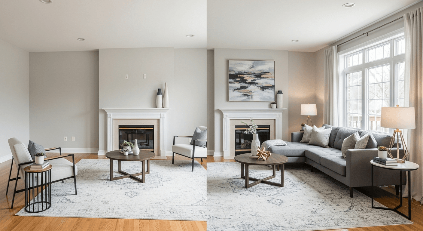 Cocina: antes vs después del staging virtual