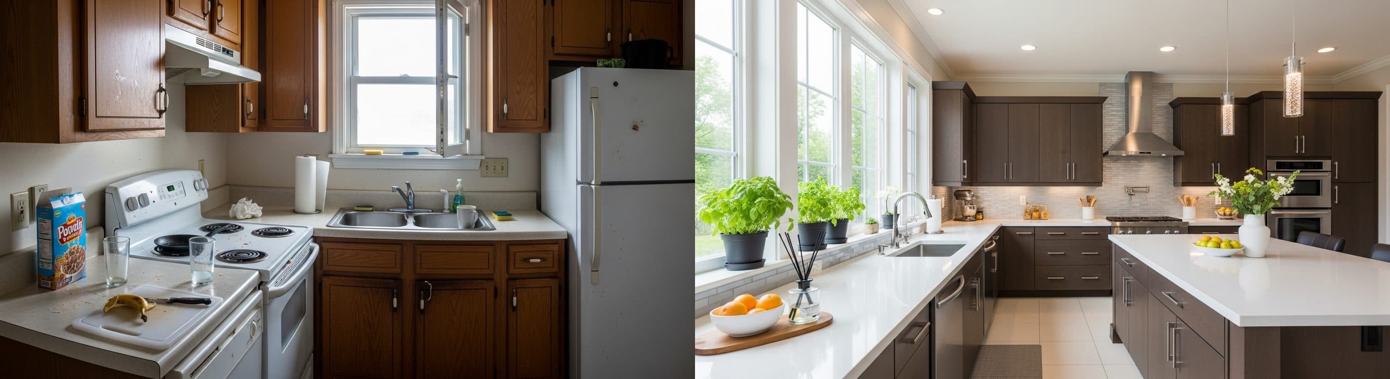 Kök: före vs efter virtuell staging