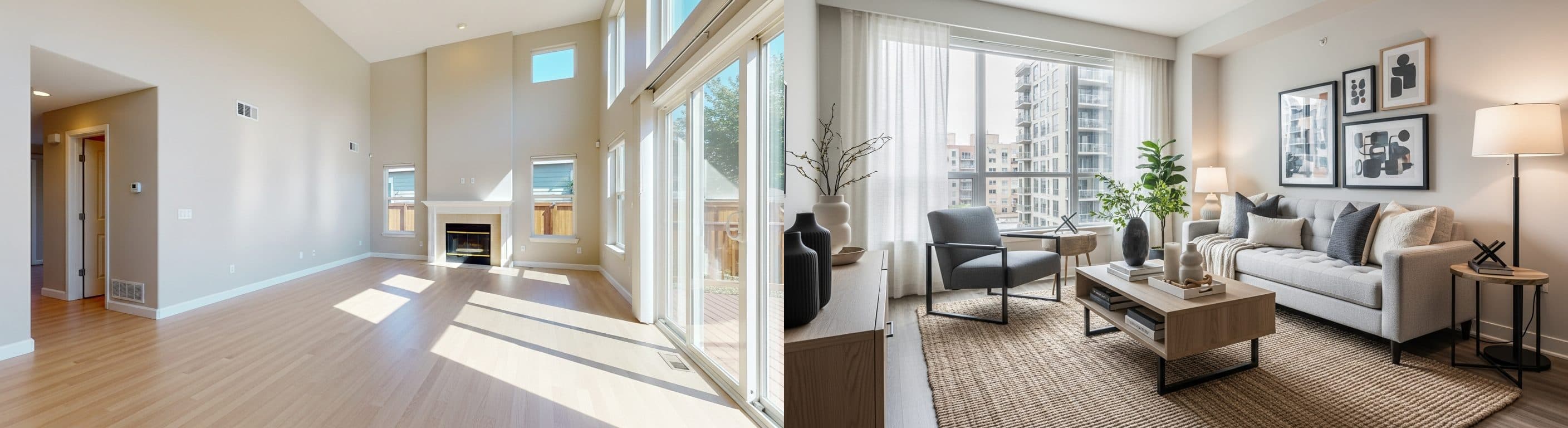 Dnevni boravak: prije vs poslije virtualnog staginga