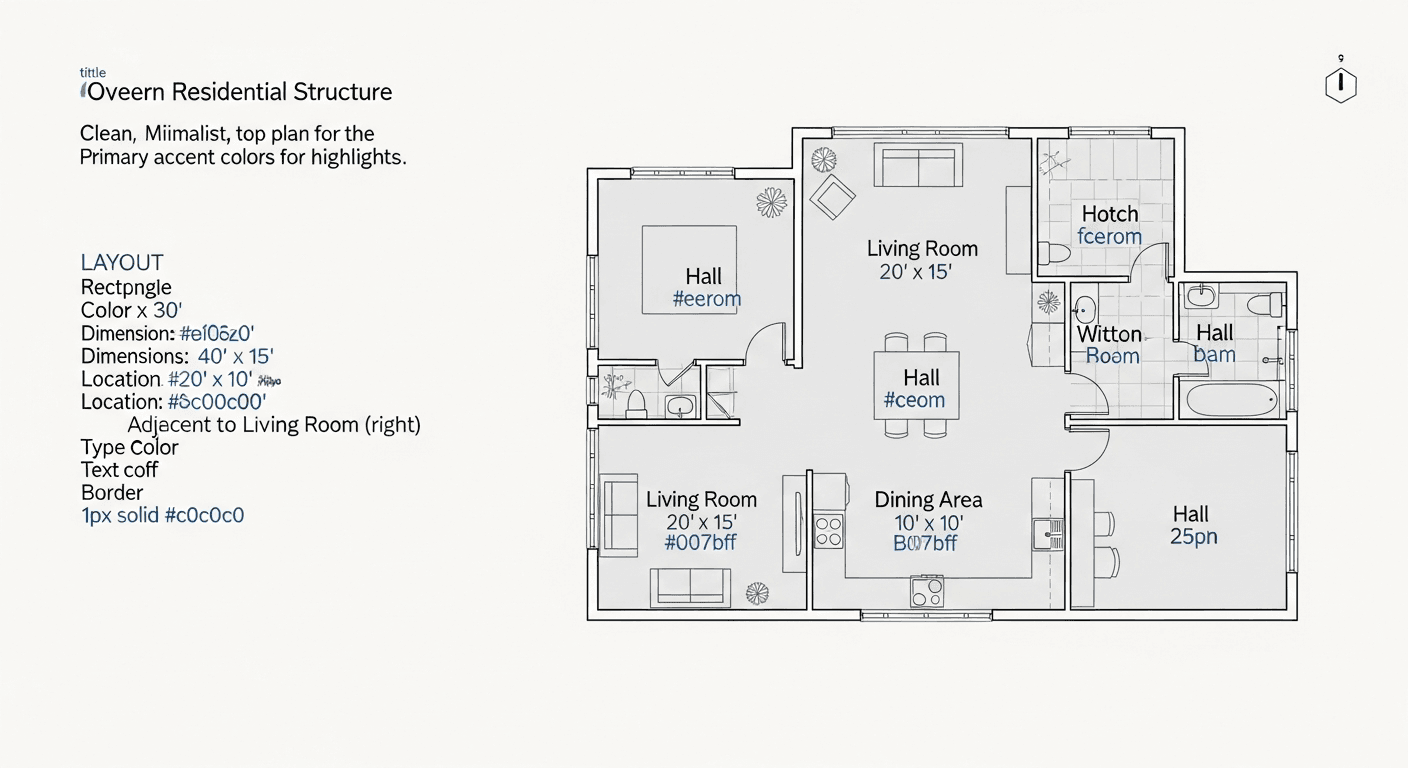 Illustration of a detailed home floor plan with room labels and dimensions, highlighting buyer-focused features like flow and functionality