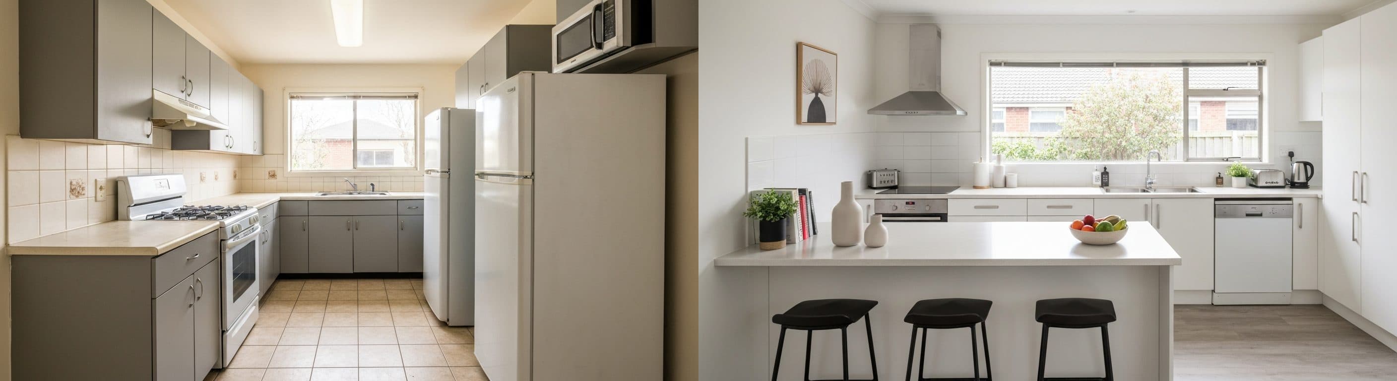 المطبخ: قبل وبعد التأثيث الافتراضي