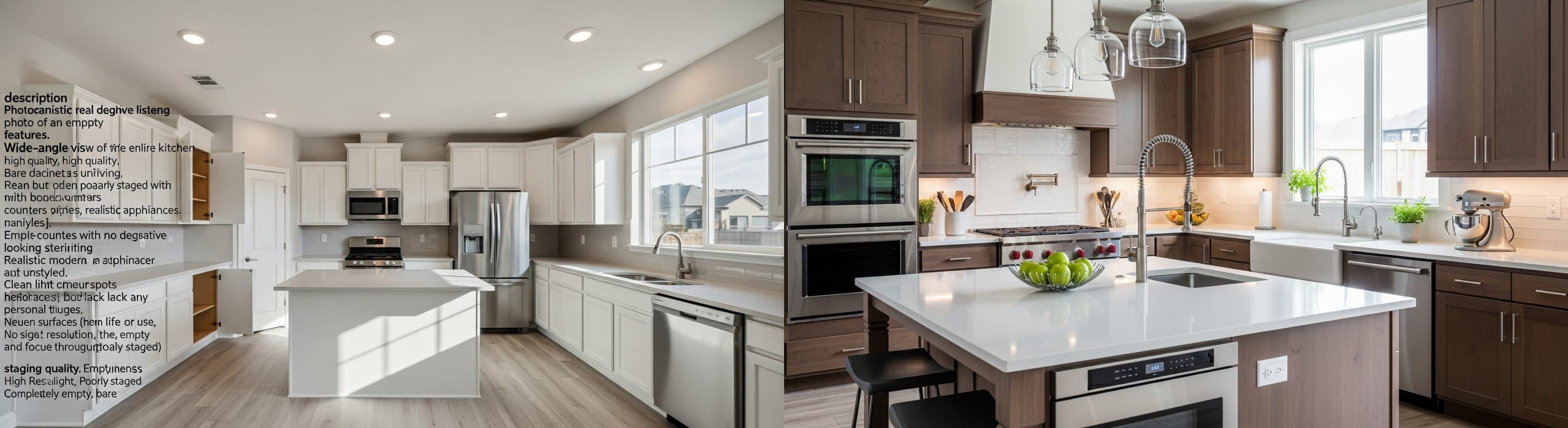 المطبخ: قبل وبعد التجهيز الافتراضي