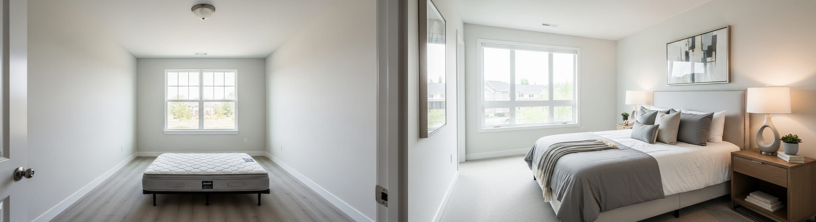 Bedroom: before vs after virtual staging