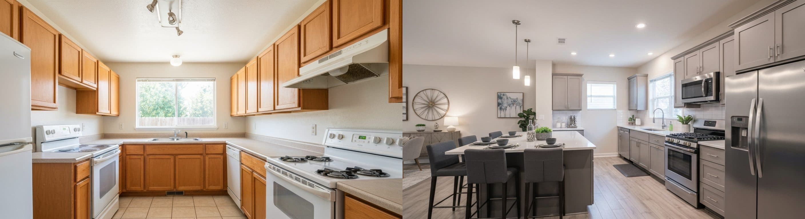 Kitchen: before vs after virtual staging