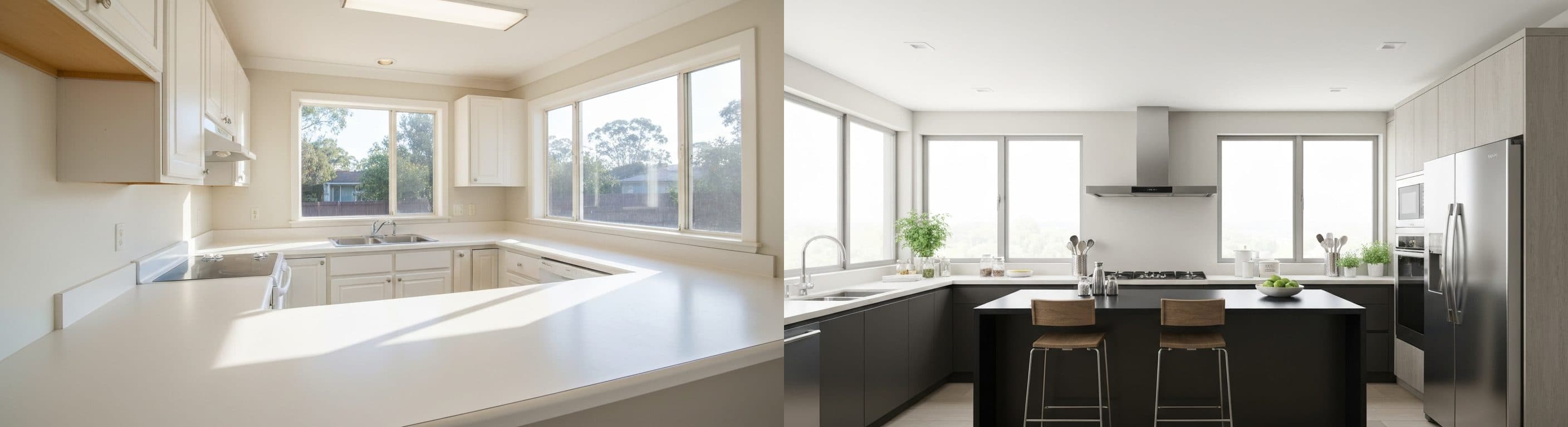 المطبخ: قبل وبعد التأثيث الافتراضي